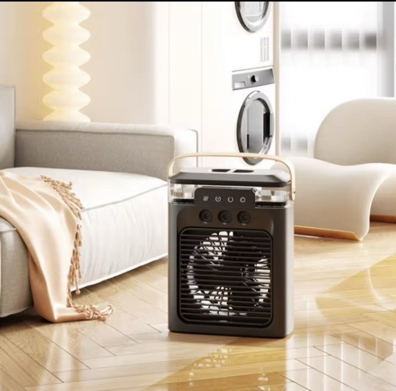 Portable 3in1 Ice Mist Fan Air Conditioner Household Small Air Cooler USB Lights