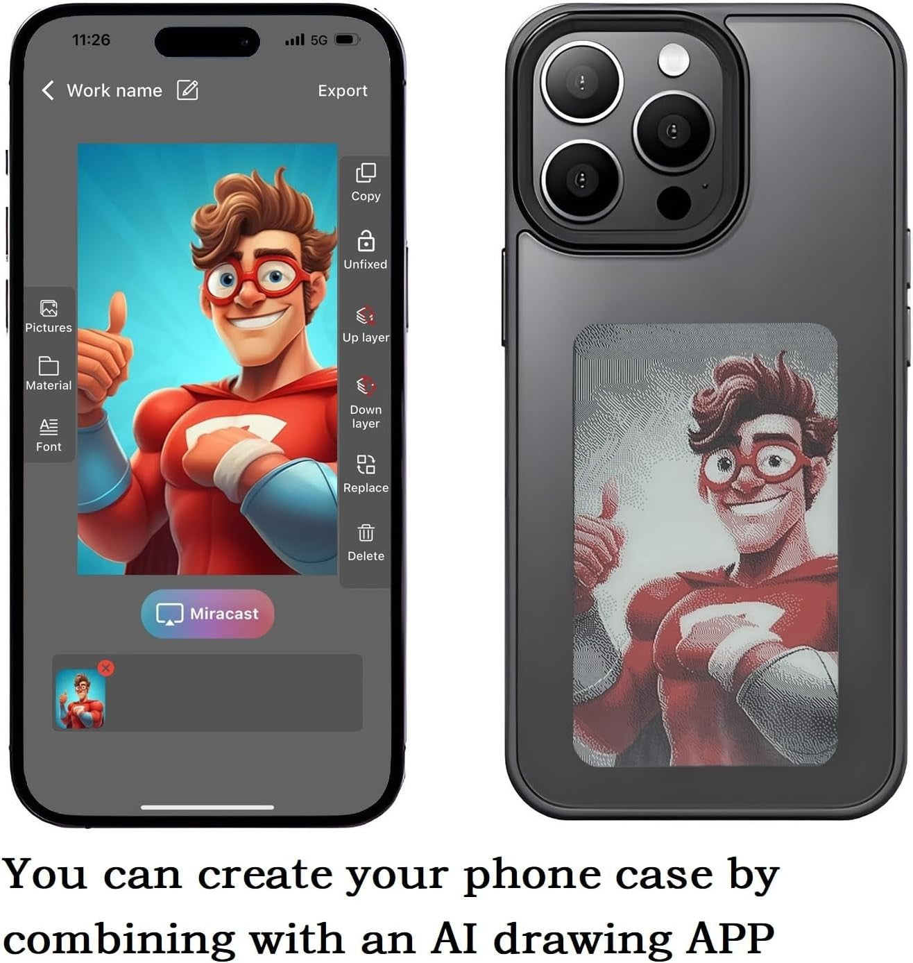 DIY E-Ink Phone 15 Case Silicone Shockproof NFC AI Projection Stylish Screen