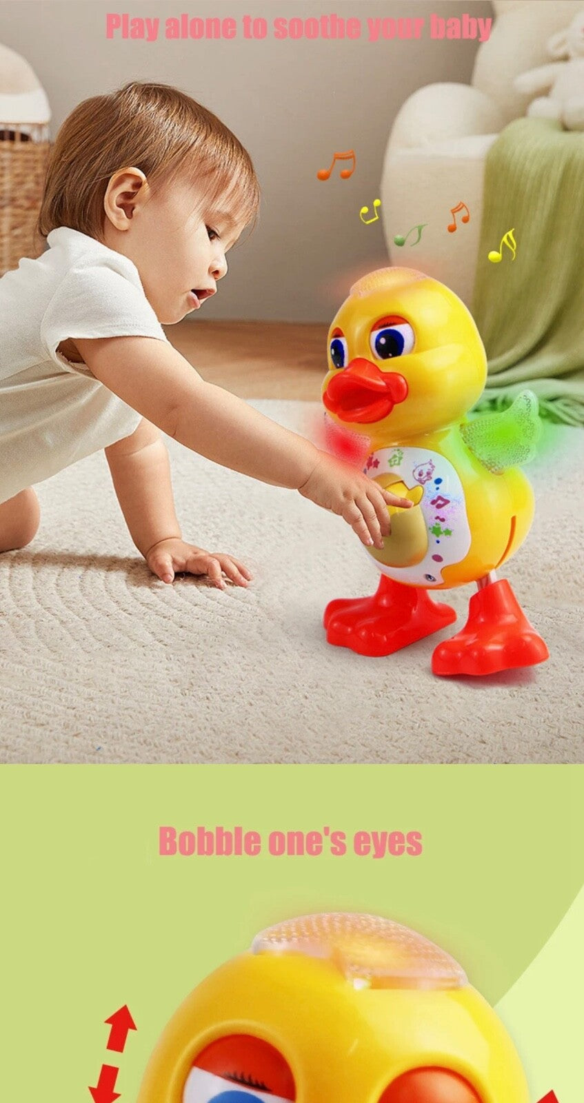 Electric Dancing Duck Music Lights Flashing & Blinking Eyes Educational Kids Toy