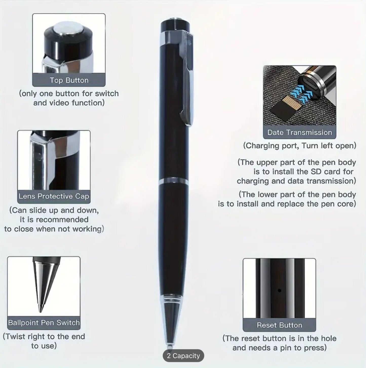 Portable Wearable 1080P HD Video Camera Recorder – Rechargeable Battery w/ 32GB or 64GB SD Card