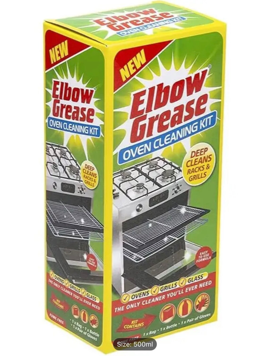 Premium Elbow Grease Oven Grill Cleaner Foaming Spray 500ml Set with Gloves- Bag