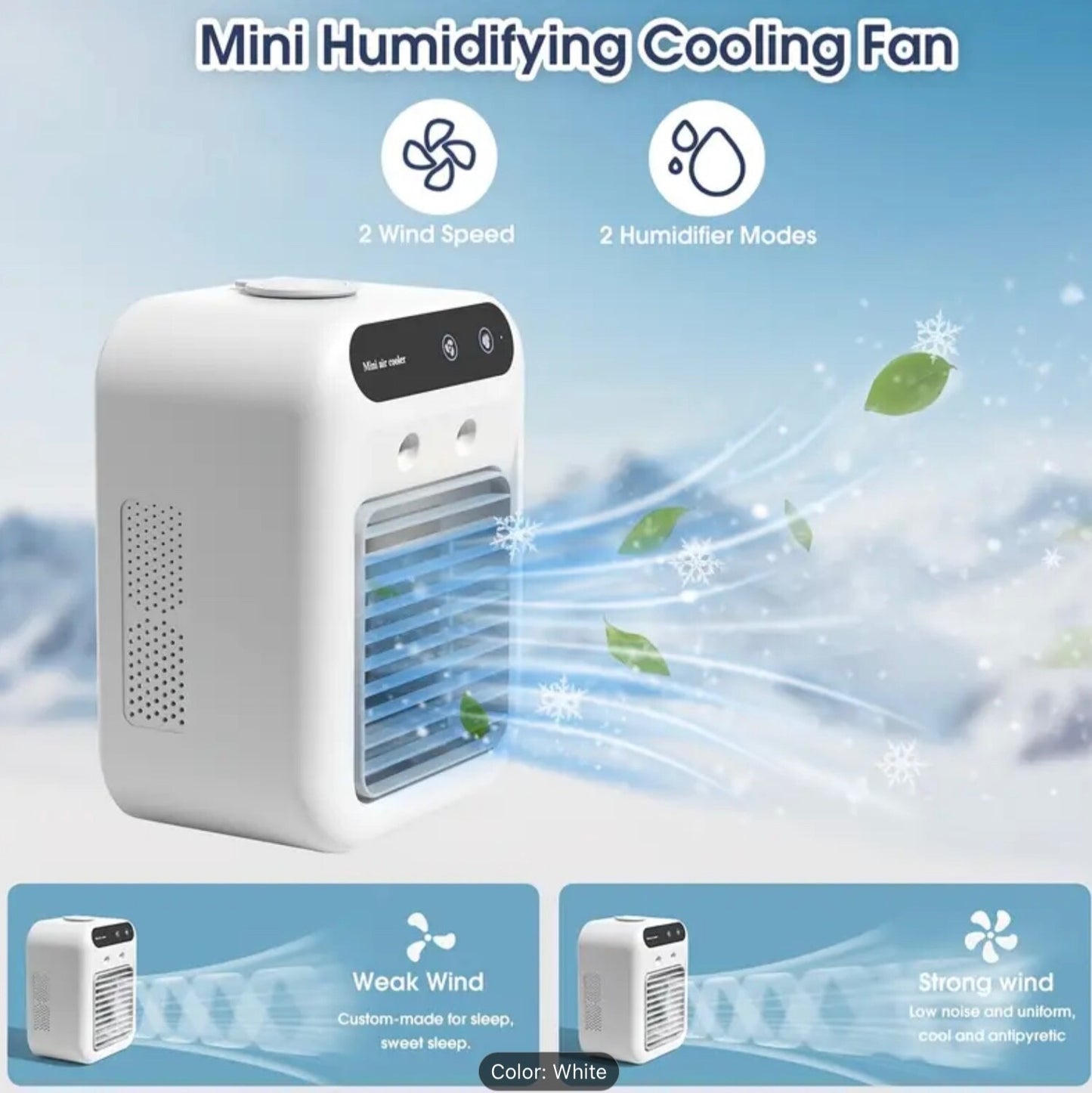 Portable Air Cooler Ice Mist Fan Desktop USB Rechargeable Summer Cooling Fan Gem