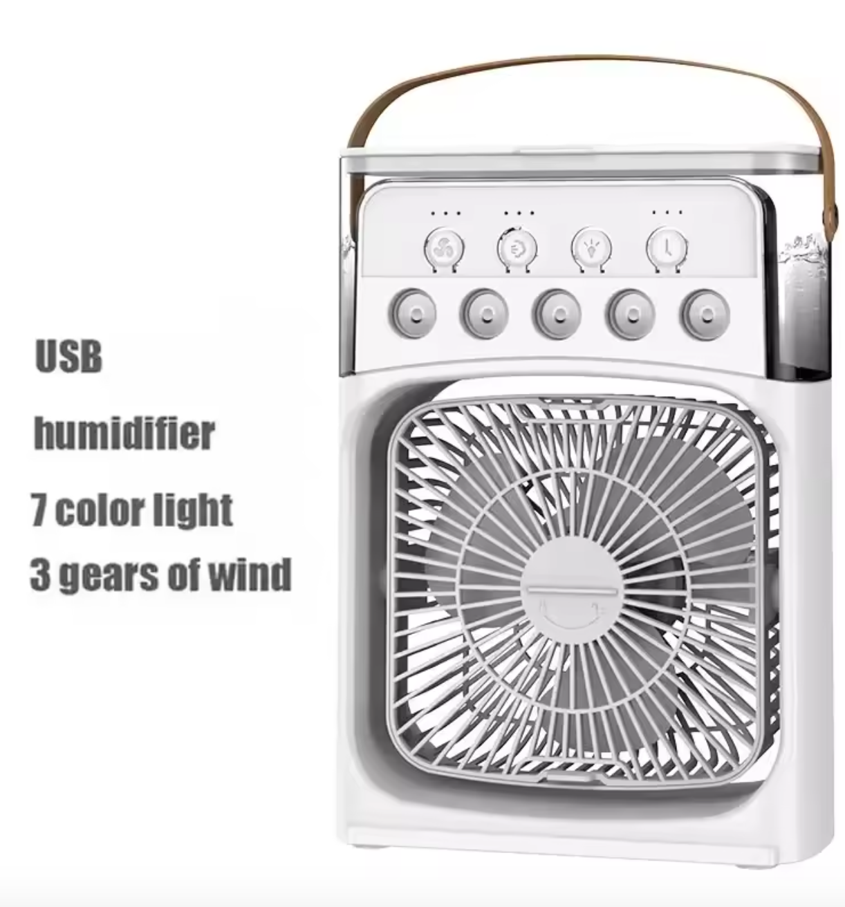 Portable 3in1 Ice Mist Fan Air Conditioner Household Small Air Cooler USB Lights