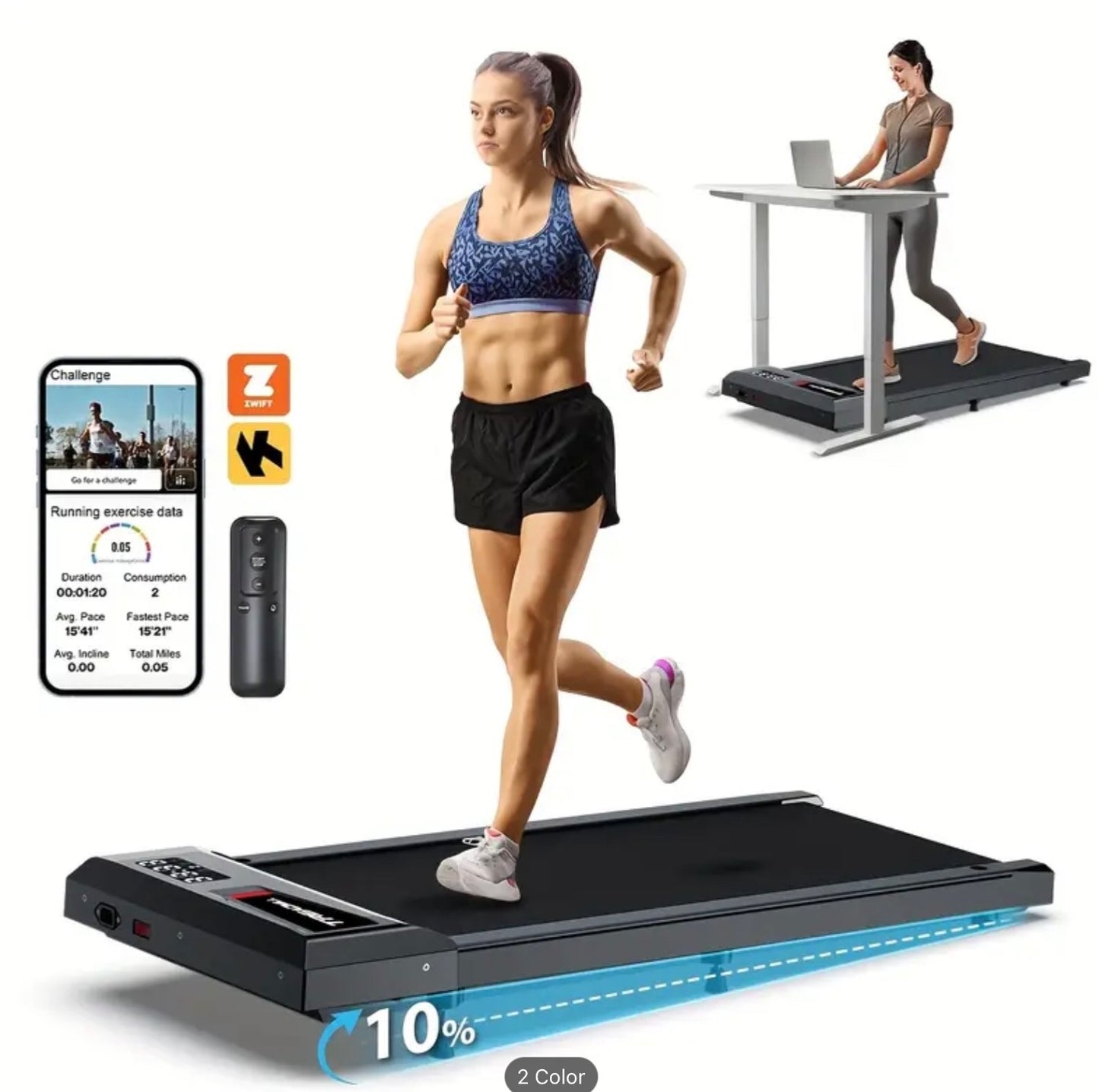 Walking Pad Treadmill Electric Incline Fitness Machine Home Under Desk Remote