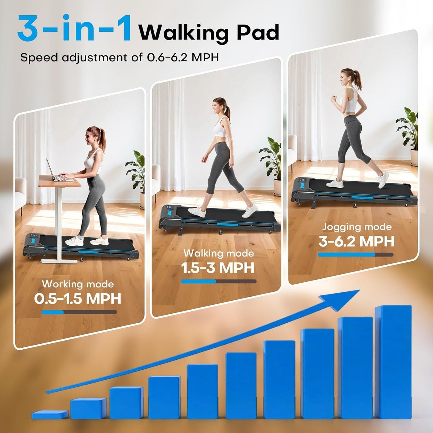 Walking Pad Treadmill Electric Incline Fitness Machine Home Under Desk Remote