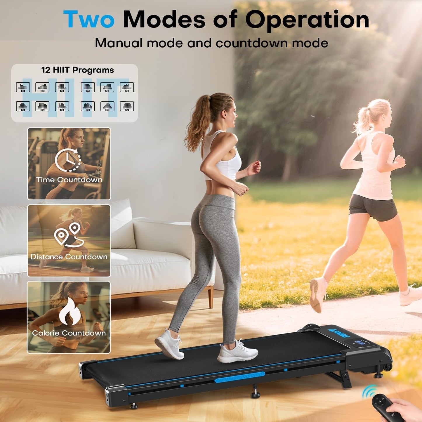 Walking Pad Treadmill Electric Incline Fitness Machine Home Under Desk Remote