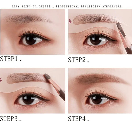 24 Reusable Shaping Kit with Eyebrow Card Definer Stencils Makeup Set Waterproof