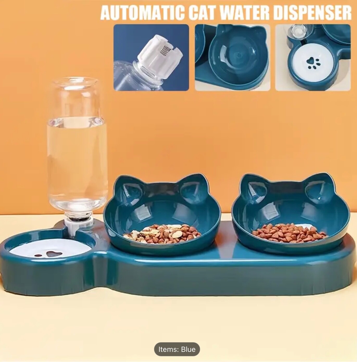 3-in-1 Cat Dog Bowl Set | Feeder, Automatic Water Feeder |2 Free Poo Bags Gift