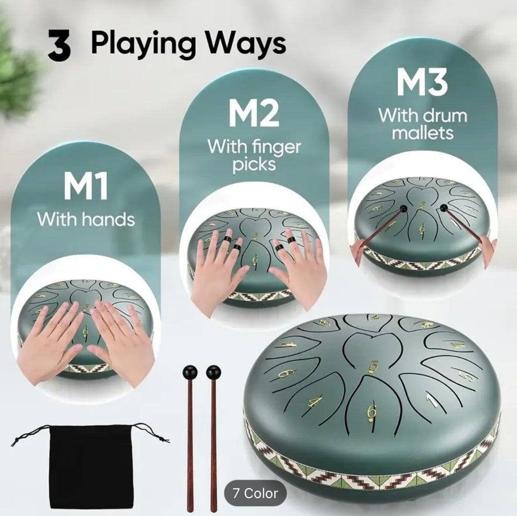 11 Note 6 Inch Steel Tongue Drum Rain Chime For Outside Garden Waterproof Gift