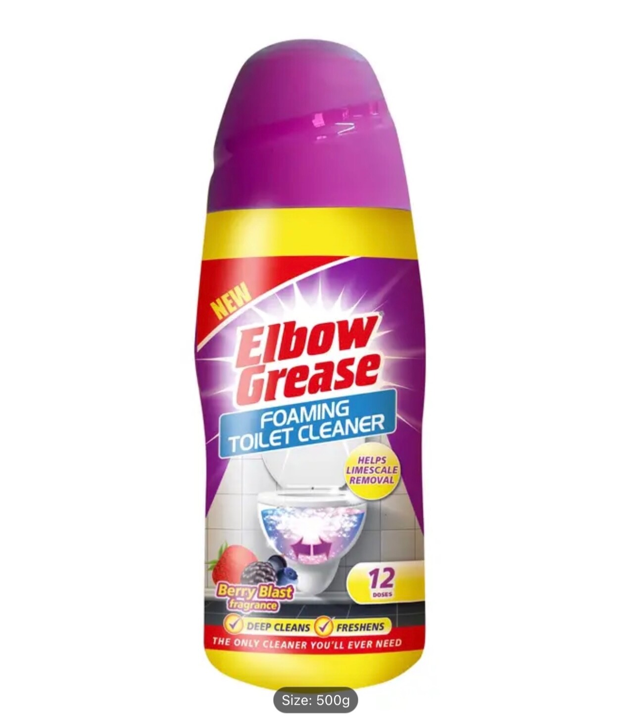 Elbow Grease Foaming Toilet Cleaner Berry Blast 500g Deep Clean Fresh Powder Kit