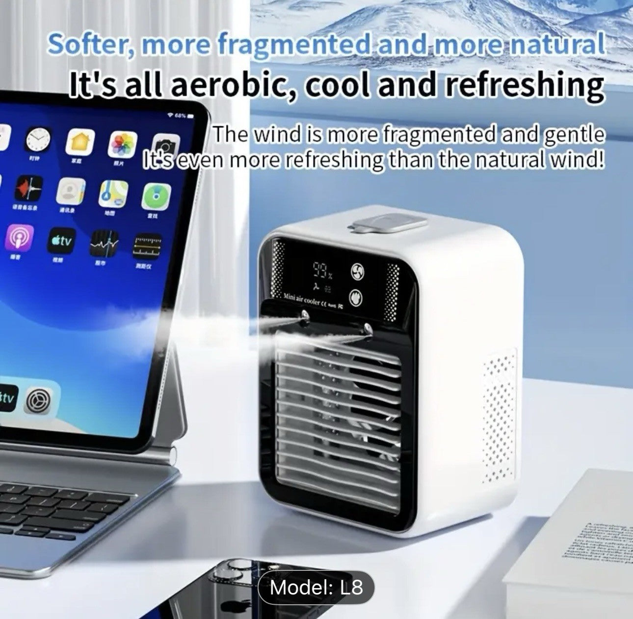 Portable Air Cooler Ice Mist Fan Desktop USB Rechargeable Summer Cooling Fan NEW