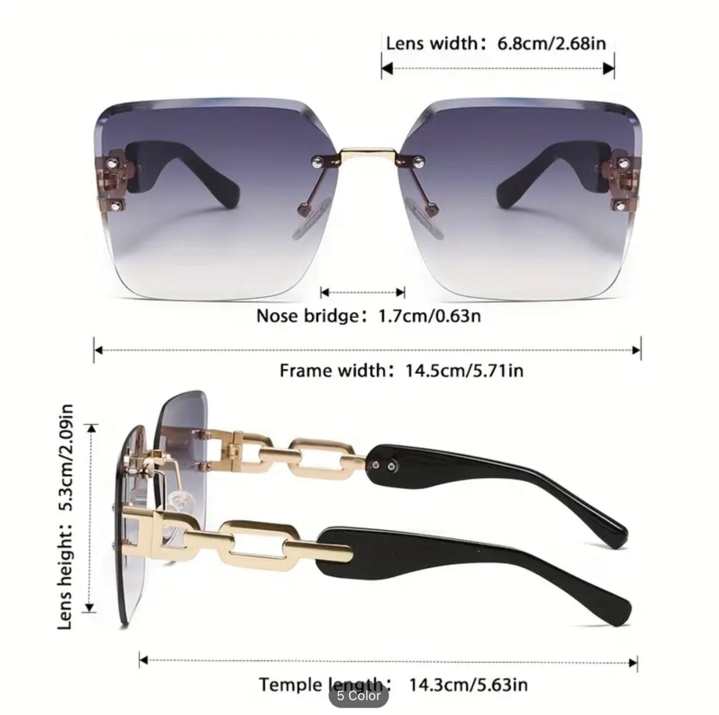 Women 2025 Sunglasses Ladies Fashion Square Frameless Retro UV400 Lightweight
