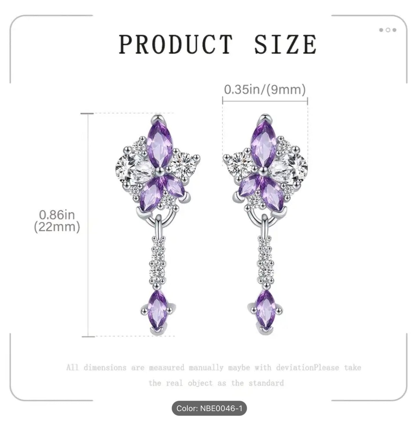 925 Sterling Silver Flower Zirconia Stud Earrings Women Elegant Jewellery Gift