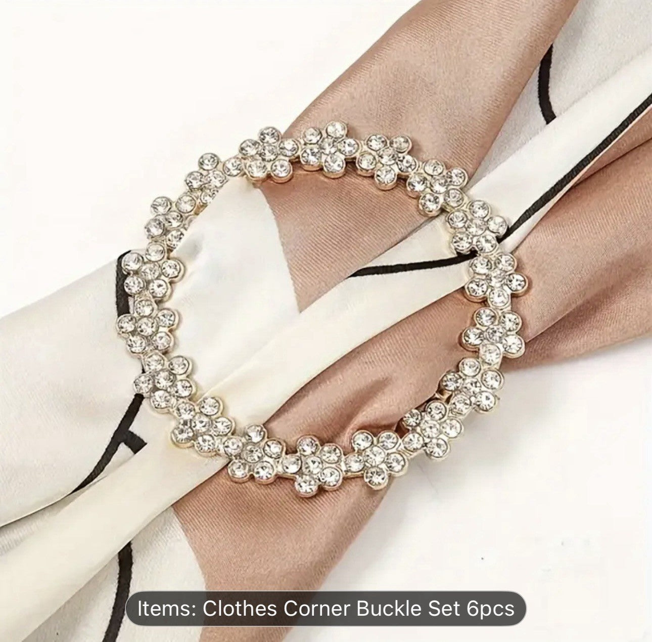 6 Women Girls Metal Scarf Clips & Brooches Crystal Pearl Rhinestone Buckle Gift