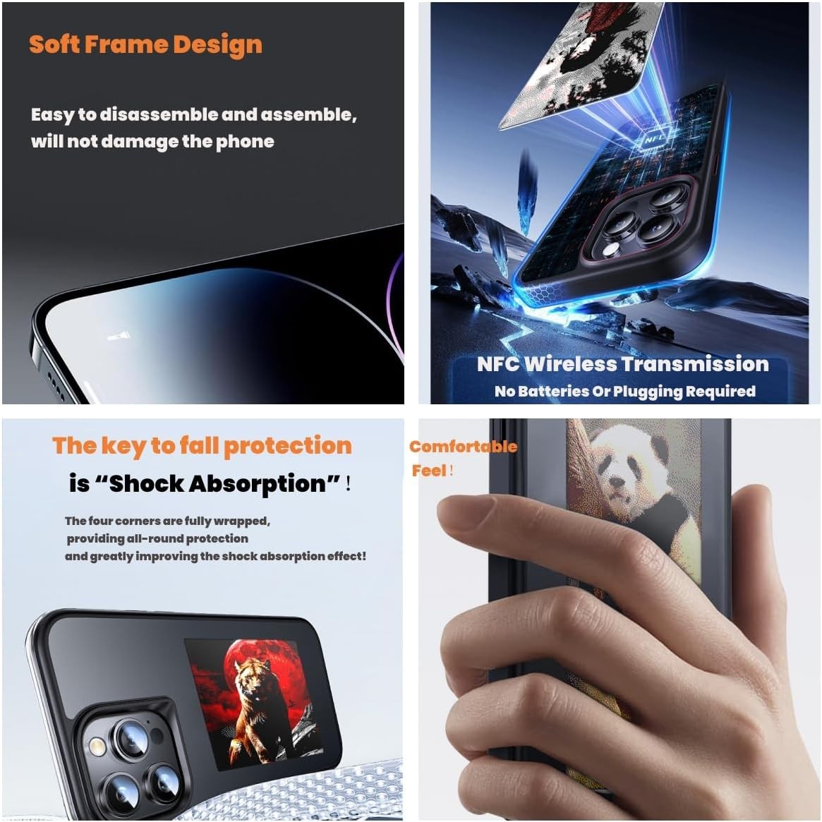 DIY E-Ink Phone Pro 16 Case Silicone Shockproof Smart NFC AI Ink Stylish Screen
