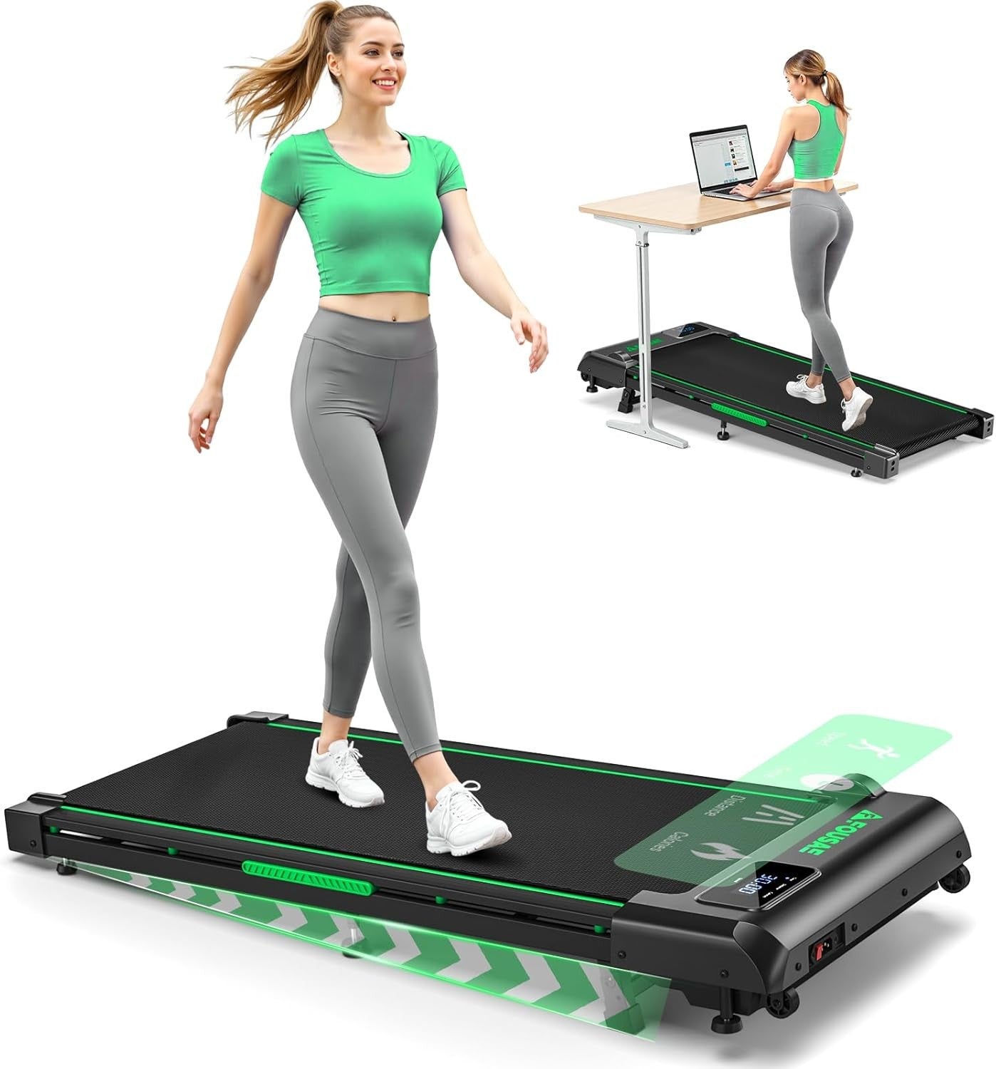 Walking Pad Treadmill Electric Incline Fitness Machine Home Under Desk Remote