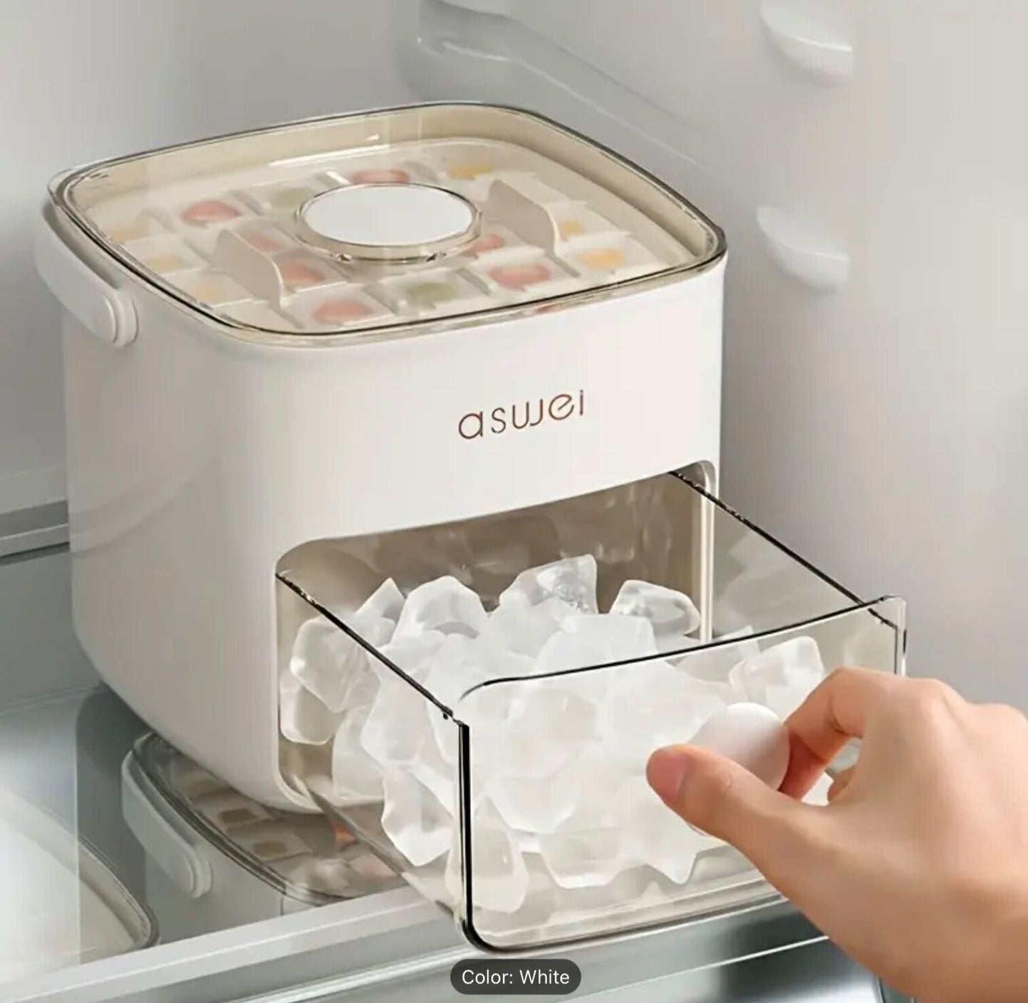 Portable Large Silicone Ice Cube Maker w/Deep Cavity Tray Bin & Scoop Easy Press