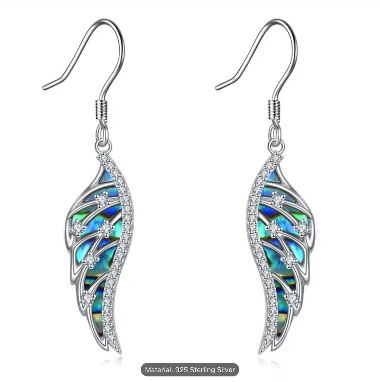 925 Sterling Silver Angel Wings Dangle Drop Earrings Gift Women Girls Jewellery