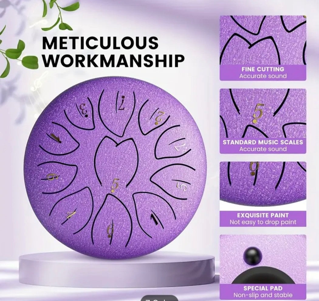 11 Note 6 Inch Steel Tongue Drum Rain Chime For Outside Garden Waterproof Gift