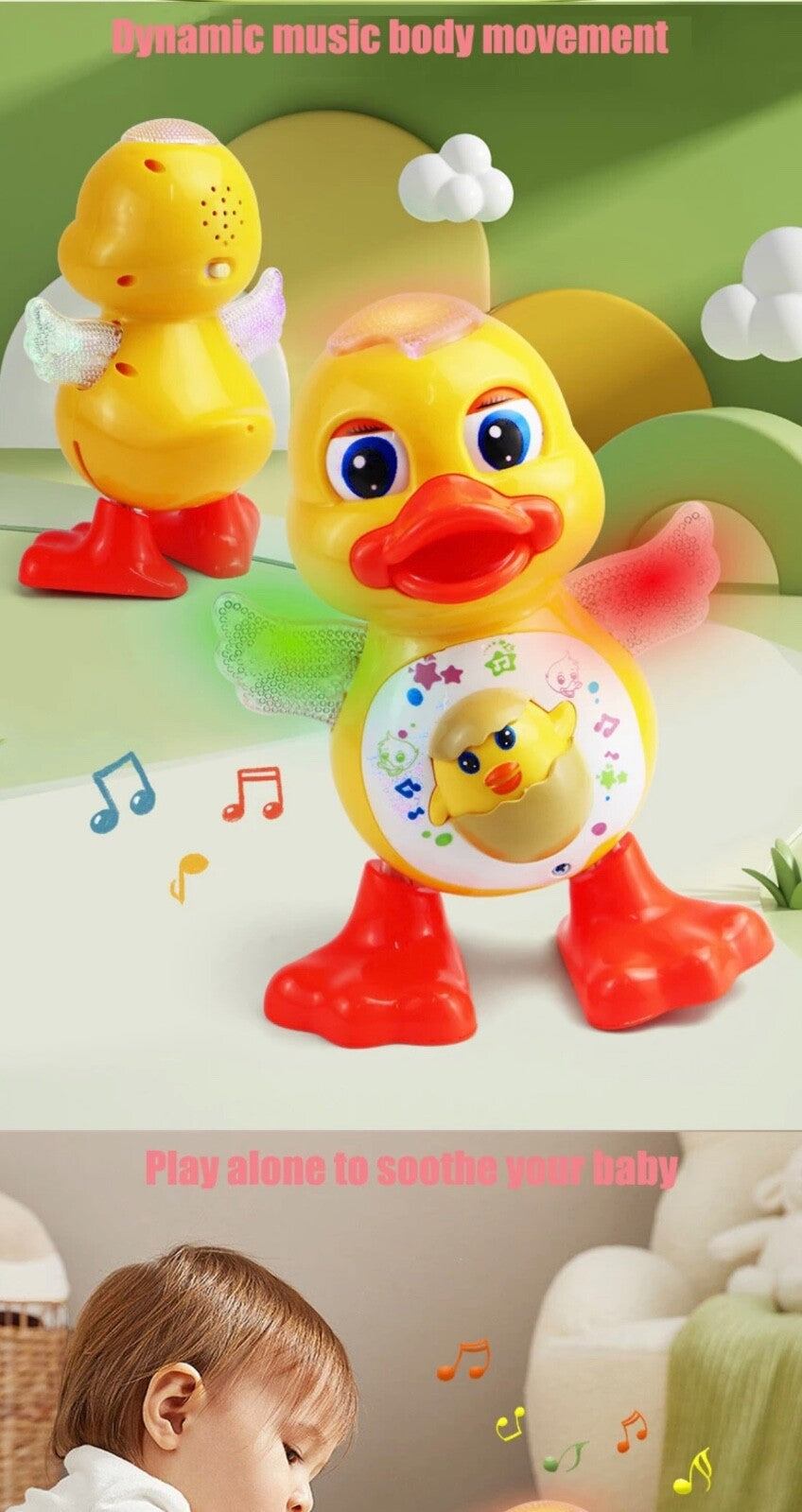 Electric Dancing Duck Music Lights Flashing & Blinking Eyes Educational Kids Toy