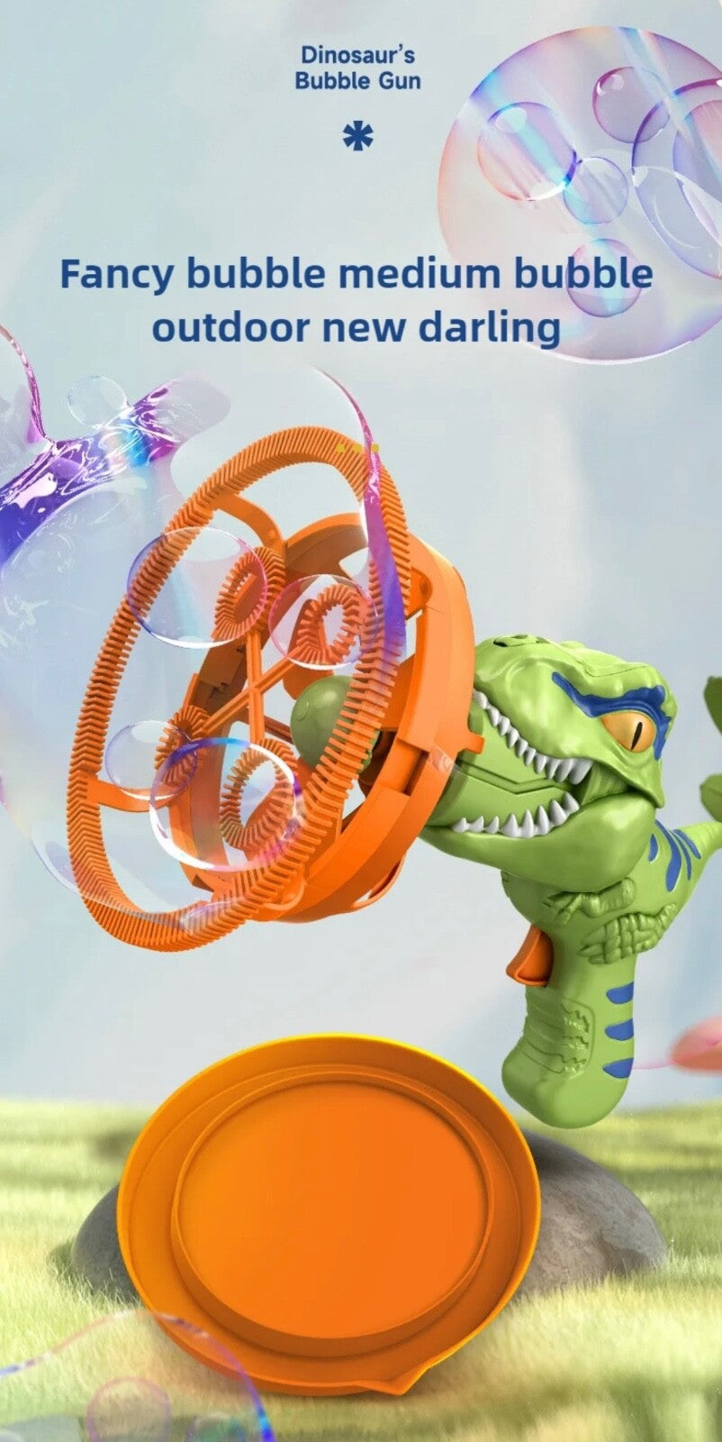 Dinosaur Bubble Blower Fan Gun Toy for Kids |  Electric Summer Outdoor Fun Gifts