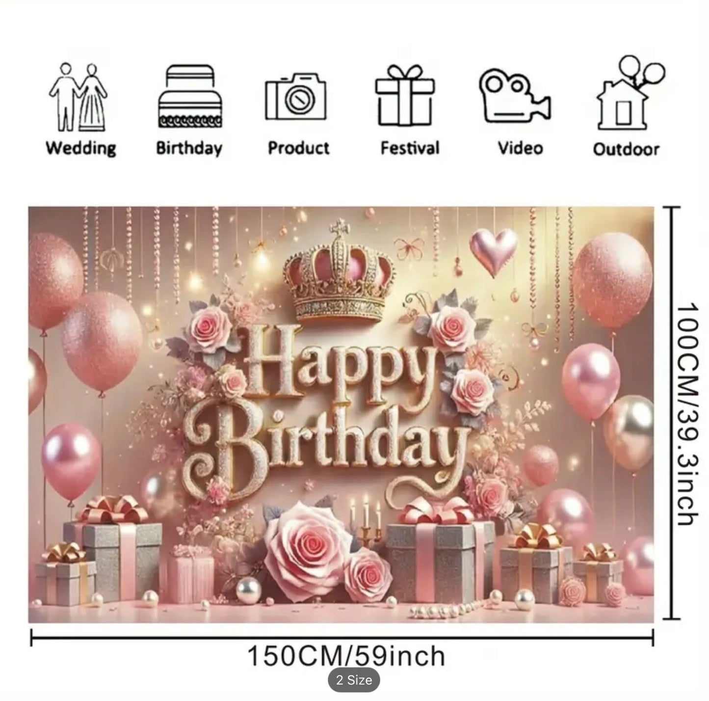 Large Backdrop Kids Birthday Banner Party Background Decor Photography Props