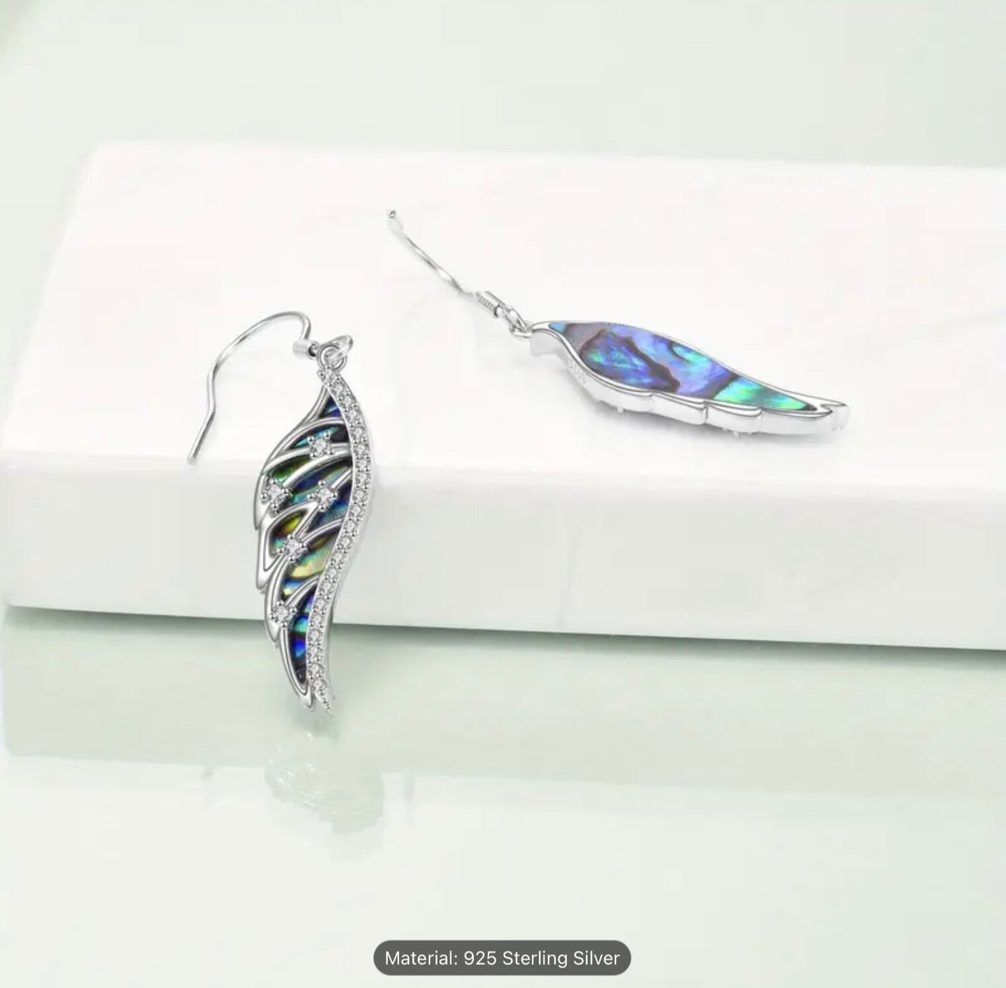 925 Sterling Silver Angel Wings Dangle Drop Earrings Gift Women Girls Jewellery