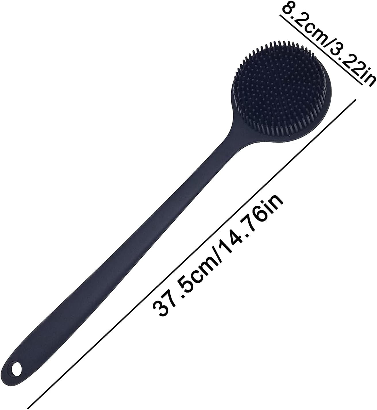 Silicone Shower Brush Scrubber Body Back Exfoliate Bath Long Handle Double Sided
