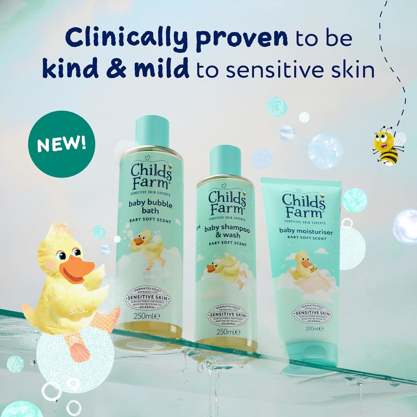 Childs Farm Baby Regime Bundle Shampoo & Body Wash Bubble Bath Gently Soft Scent