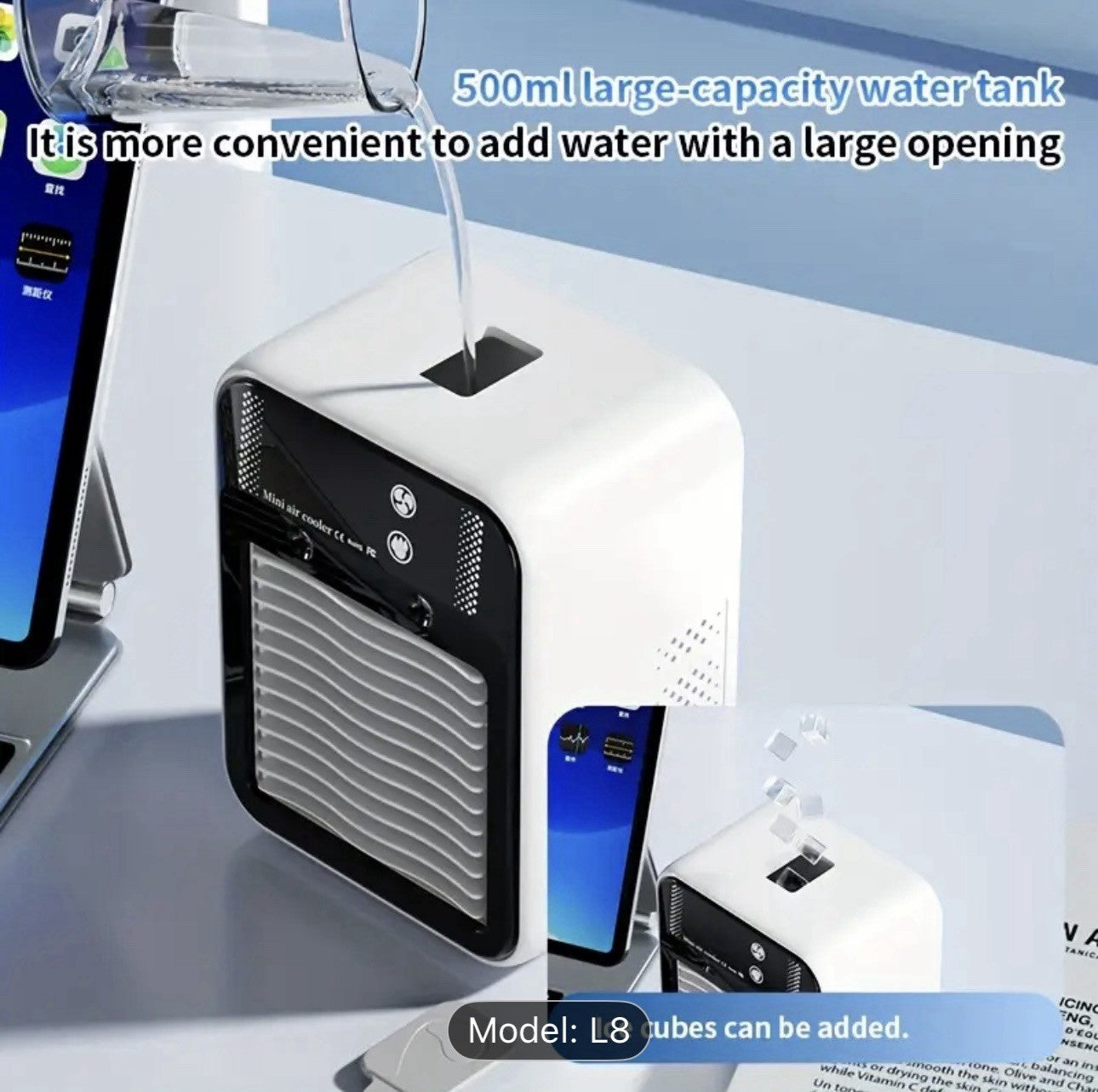 Portable Air Cooler Ice Mist Fan Desktop USB Rechargeable Summer Cooling Fan NEW