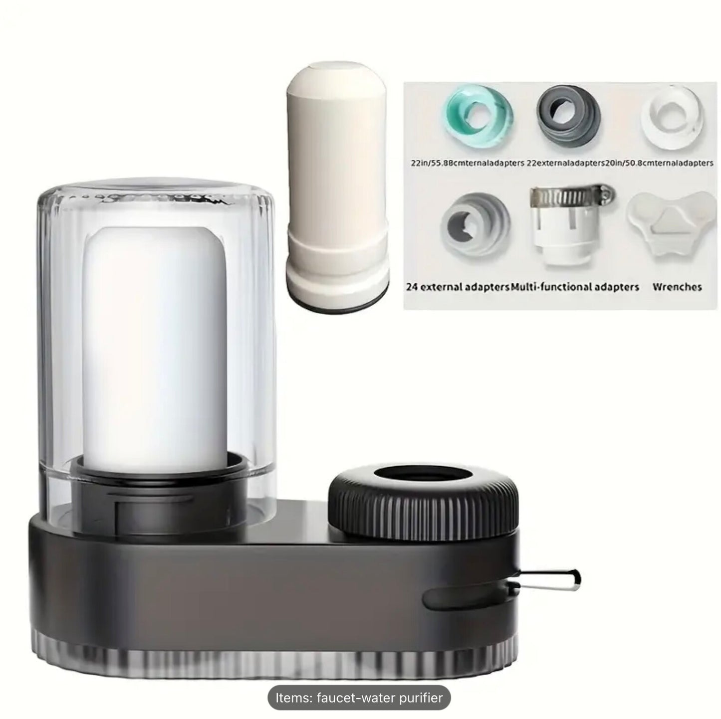 Faucet Water Purifier Filter Grey Portable Tap Attachments 2 Cartridges Kitchen