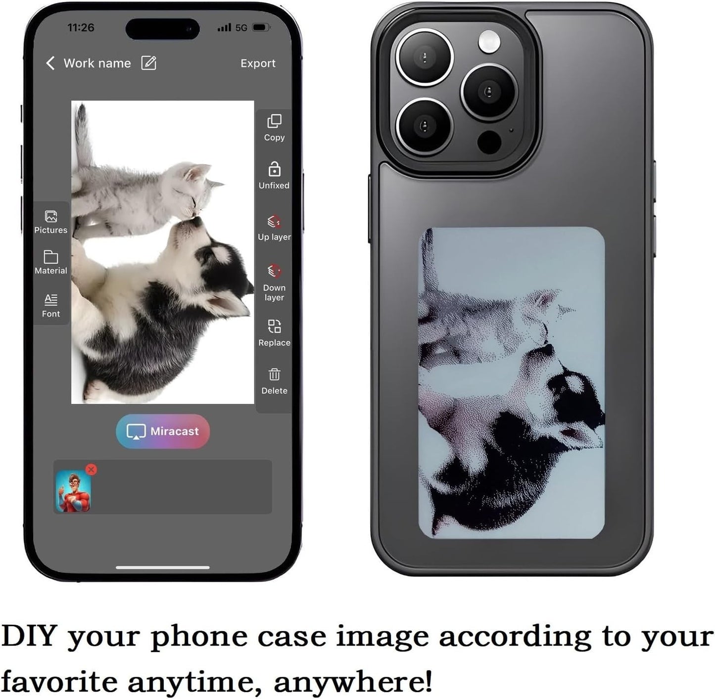 DIY E-Ink Phone 15 Case Silicone Shockproof NFC AI Projection Stylish Screen