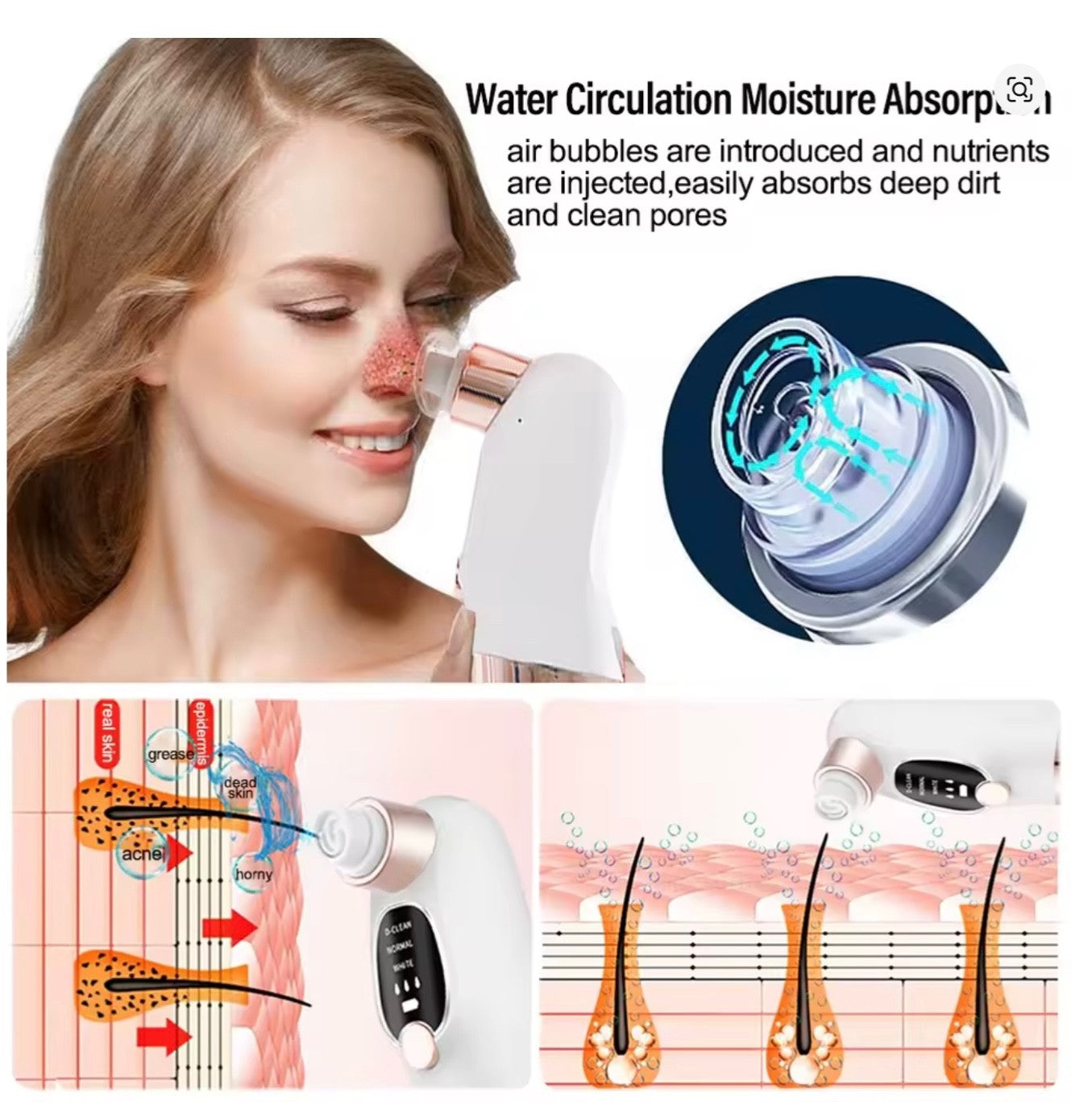 Professional Portable Facial Blackhead Remover Rechargeable Electric Painless