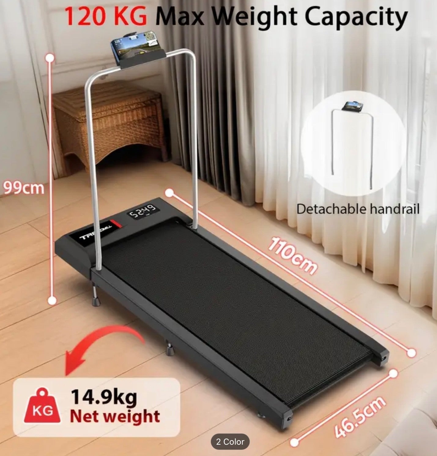 Walking Pad Treadmill Electric Incline Fitness Machine Home Under Desk Remote