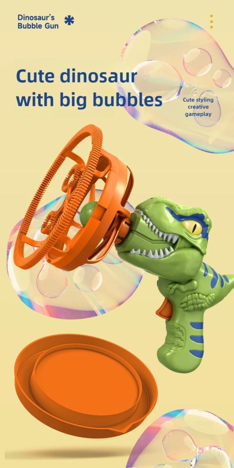 Dinosaur Bubble Blower Fan Gun Toy for Kids |  Electric Summer Outdoor Fun Gifts