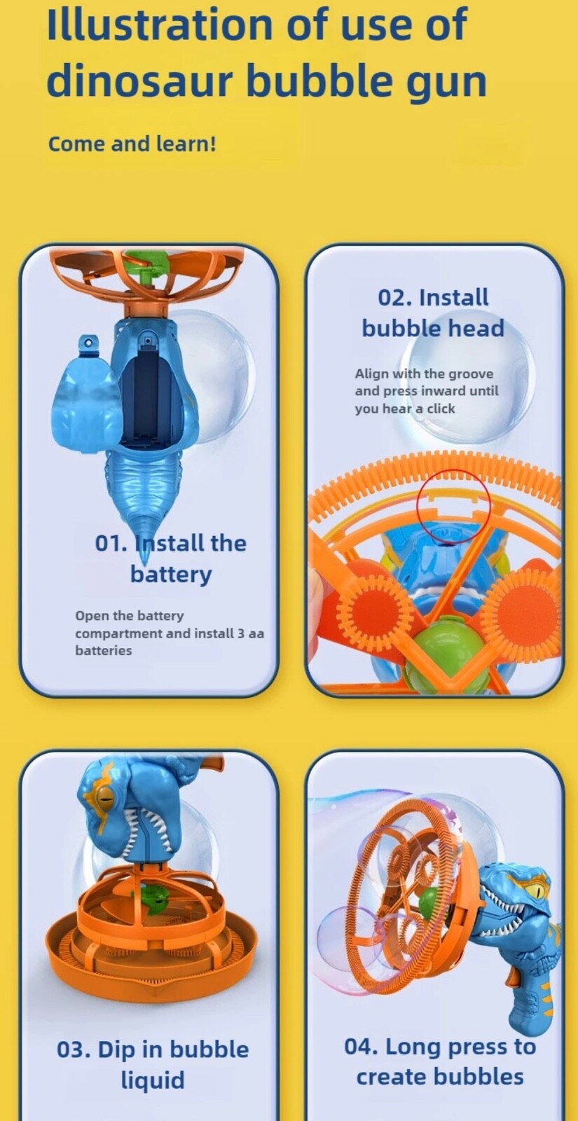 Dinosaur Bubble Blower Fan Gun Toy for Kids |  Electric Summer Outdoor Fun Gifts