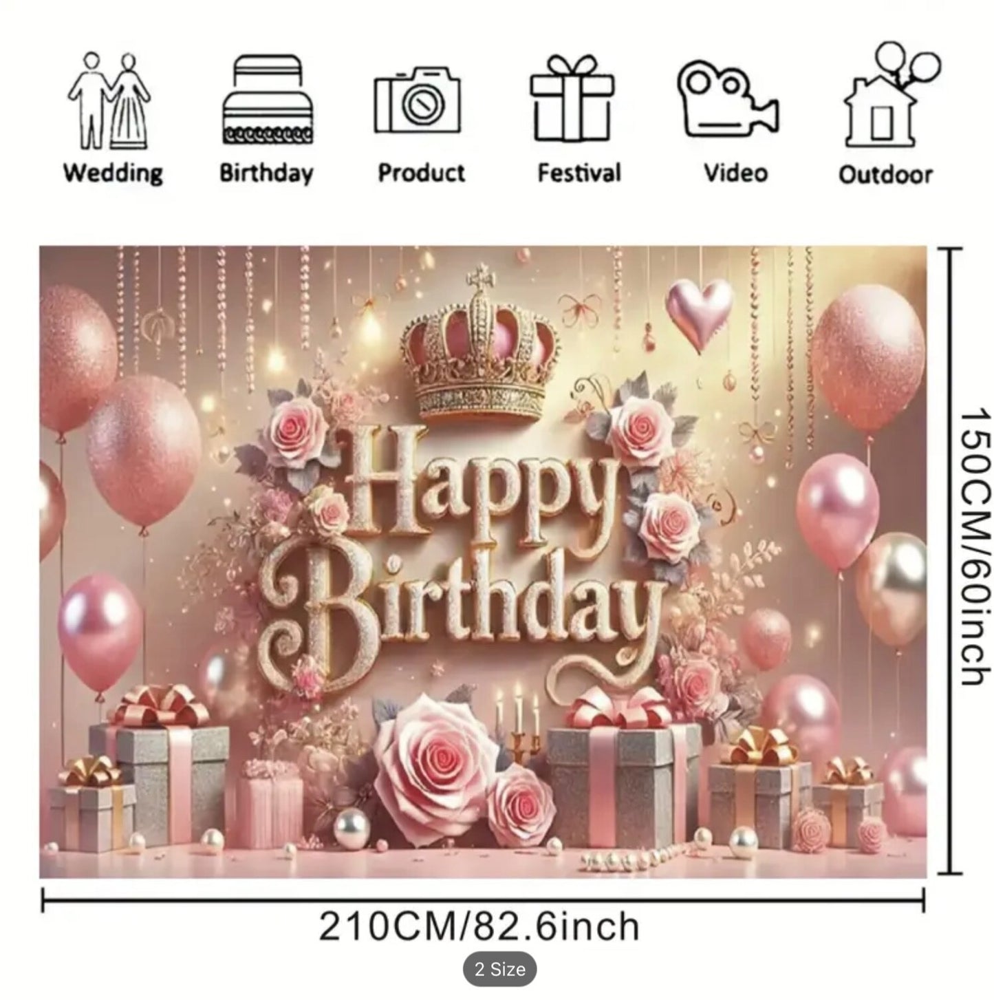 Large Backdrop Kids Birthday Banner Party Background Decor Photography Props
