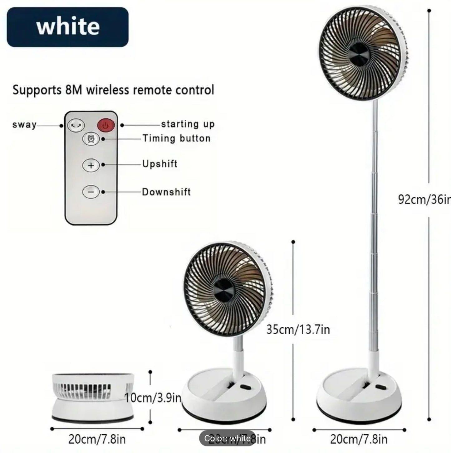 Deluxe Foldable Oscillating Pedestal Stand Fan Remote Control Timer Quiet Speed