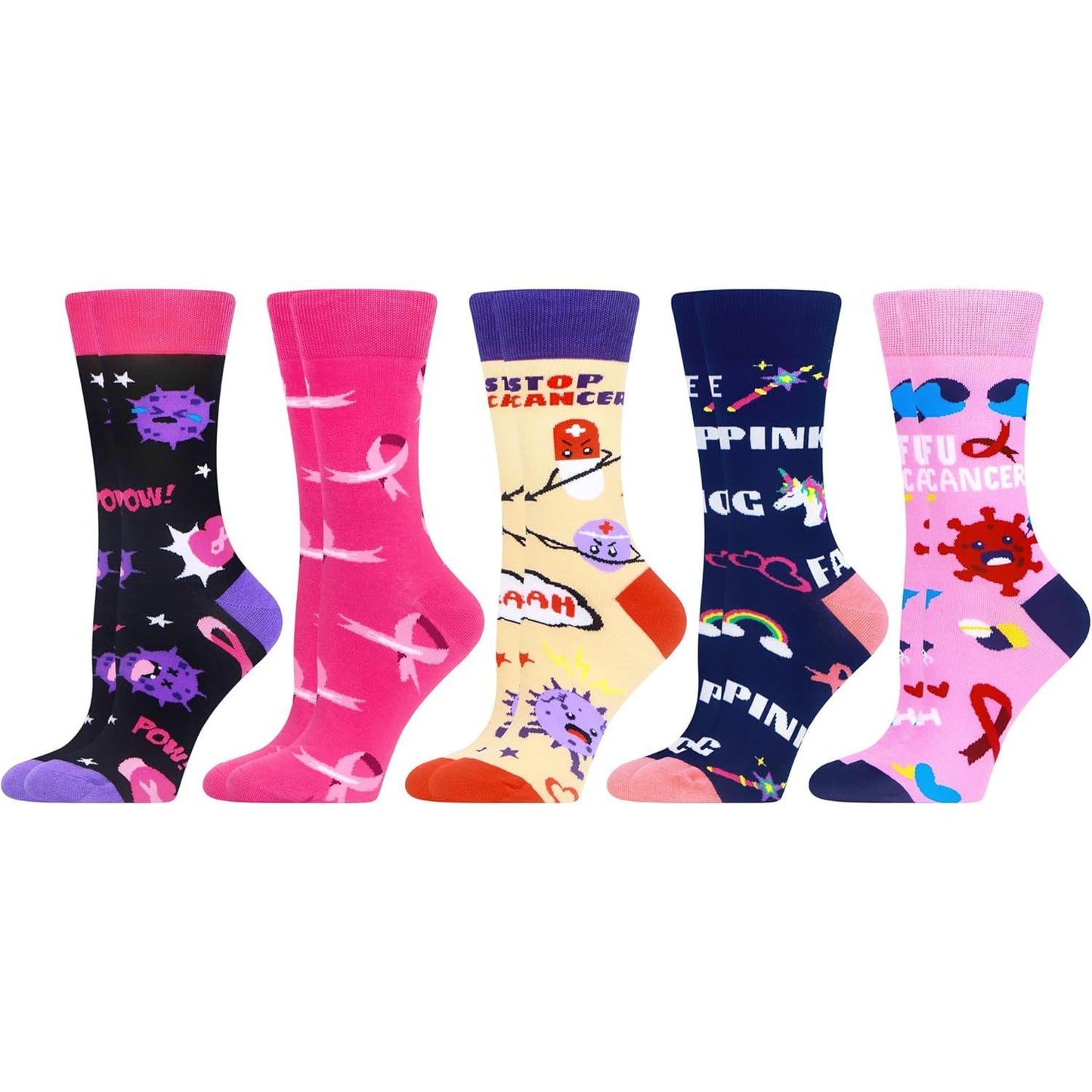 Wecibor 5 Pairs Women'S Funny Colorful Novelty Pattern Combed Cotton Socks WeciBor