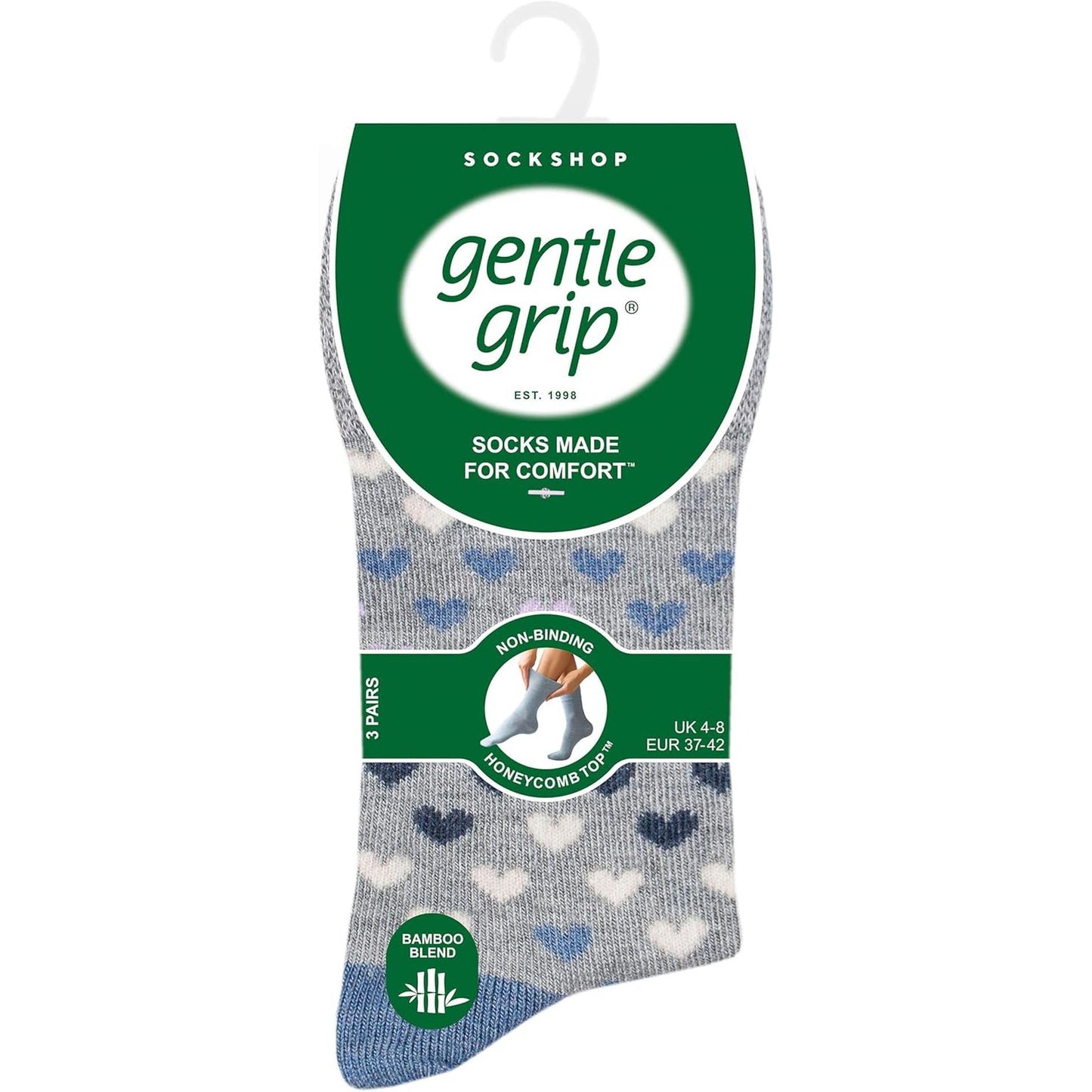 SOCKSHOP Gentle Grip Ladies Bamboo Socks Pack of 3 Denim 4-8 Sock Snob