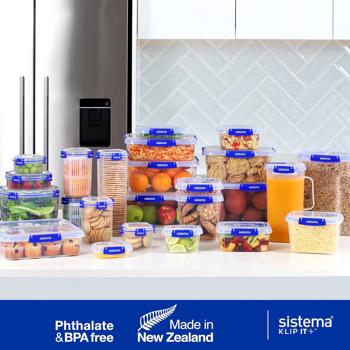 Sistema KLIP IT plus Leakproof Food Storage Containers | 1 L | Airtight, Stackable & Nestable Meal Prep Containers with Lids | School Lunch Boxes | 3 Count Newell Brands