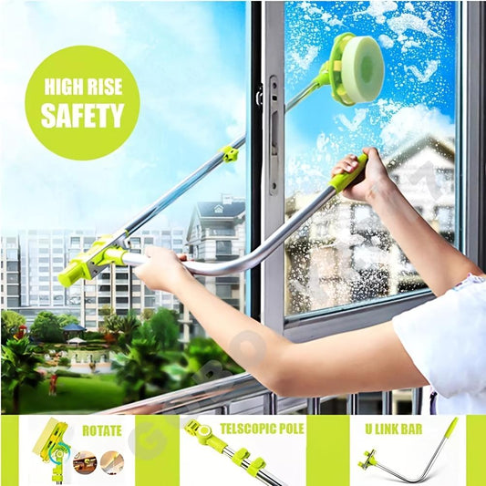 DayPlus 2-in-1 Telescopic Window Cleaner Kit, U-Shaped Squeegee with Wiper Blade, Extendable 1.4m Pole, Multi-Scene Use for Glass, Walls, Floors, with Plastic Material for Home & Office