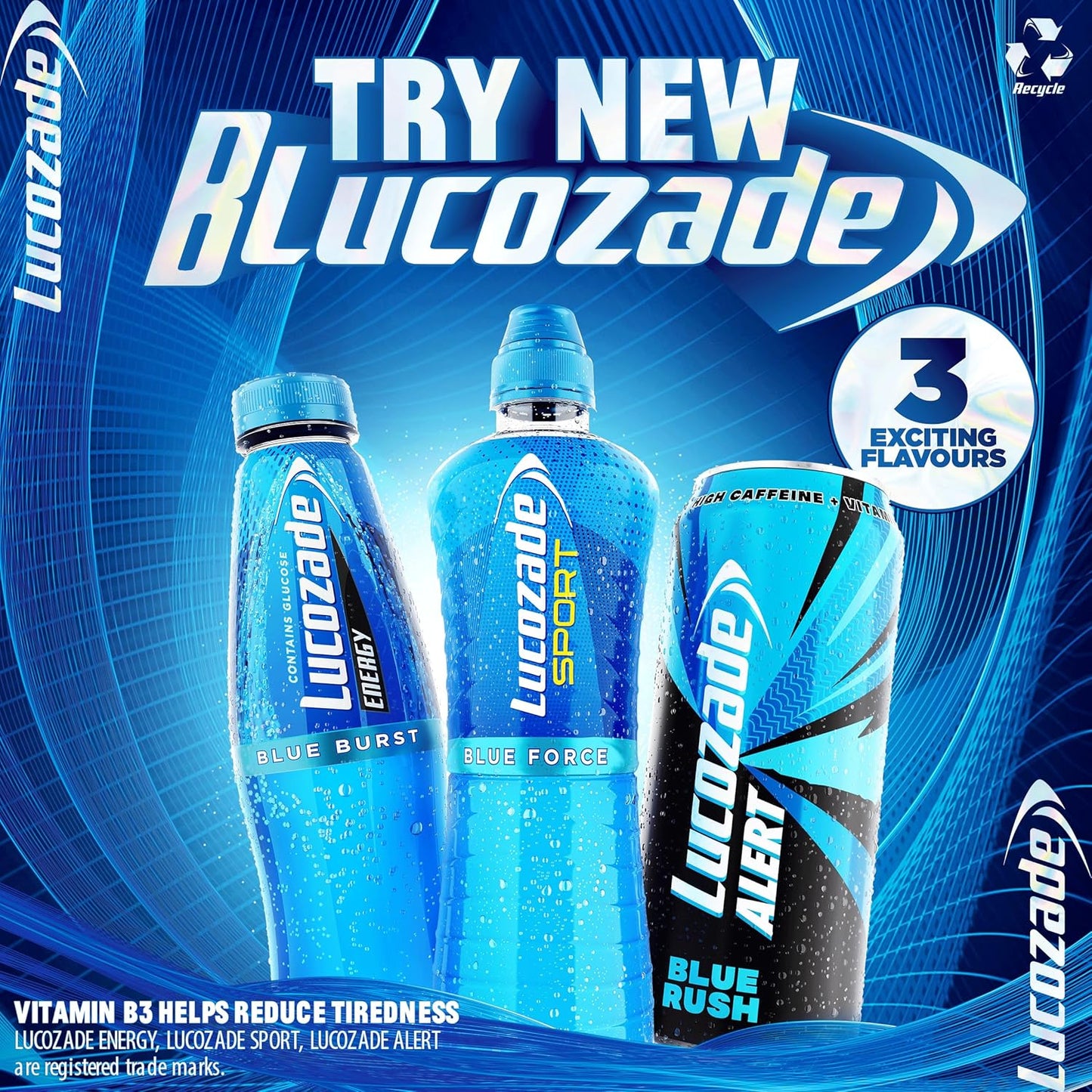 Lucozade Alert Energy Drink Blue Rush 500Ml (Pack of 12)