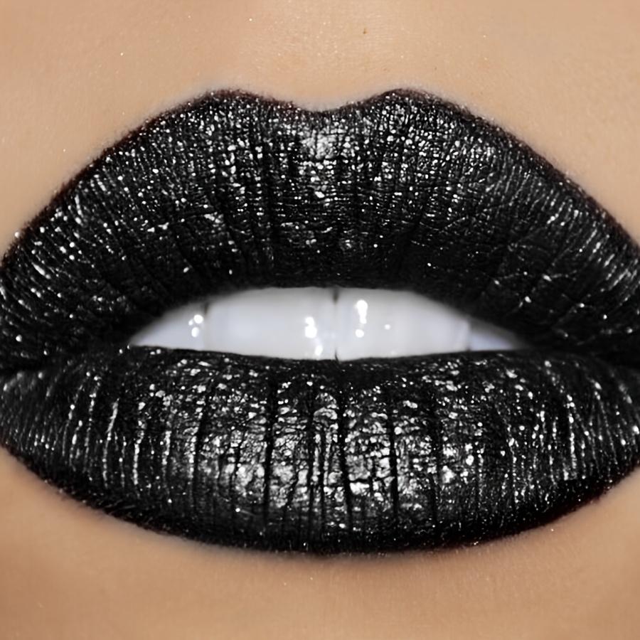 Halloween Waterproof, Long-Lasting 1pc Shimmering Black Lipstick | Pearlescent Lip Gloss, Easy to Apply, Non-Sticky Paste for All Skin Types, Shiny Finish