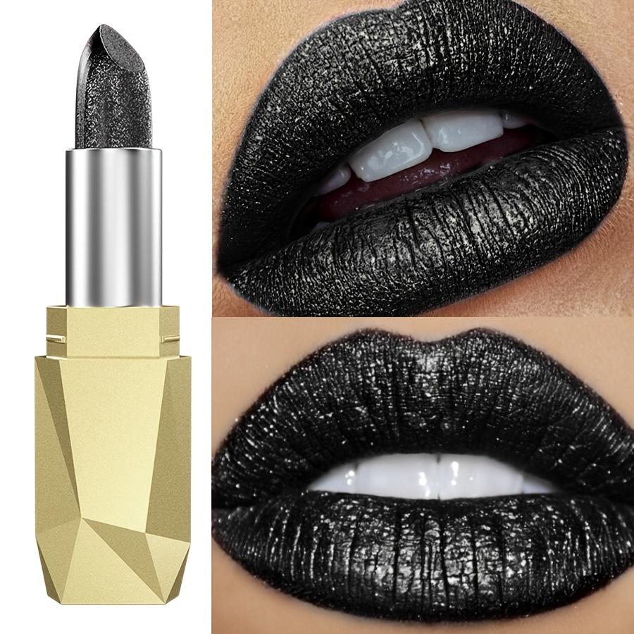 Halloween Waterproof, Long-Lasting 1pc Shimmering Black Lipstick | Pearlescent Lip Gloss, Easy to Apply, Non-Sticky Paste for All Skin Types, Shiny Finish
