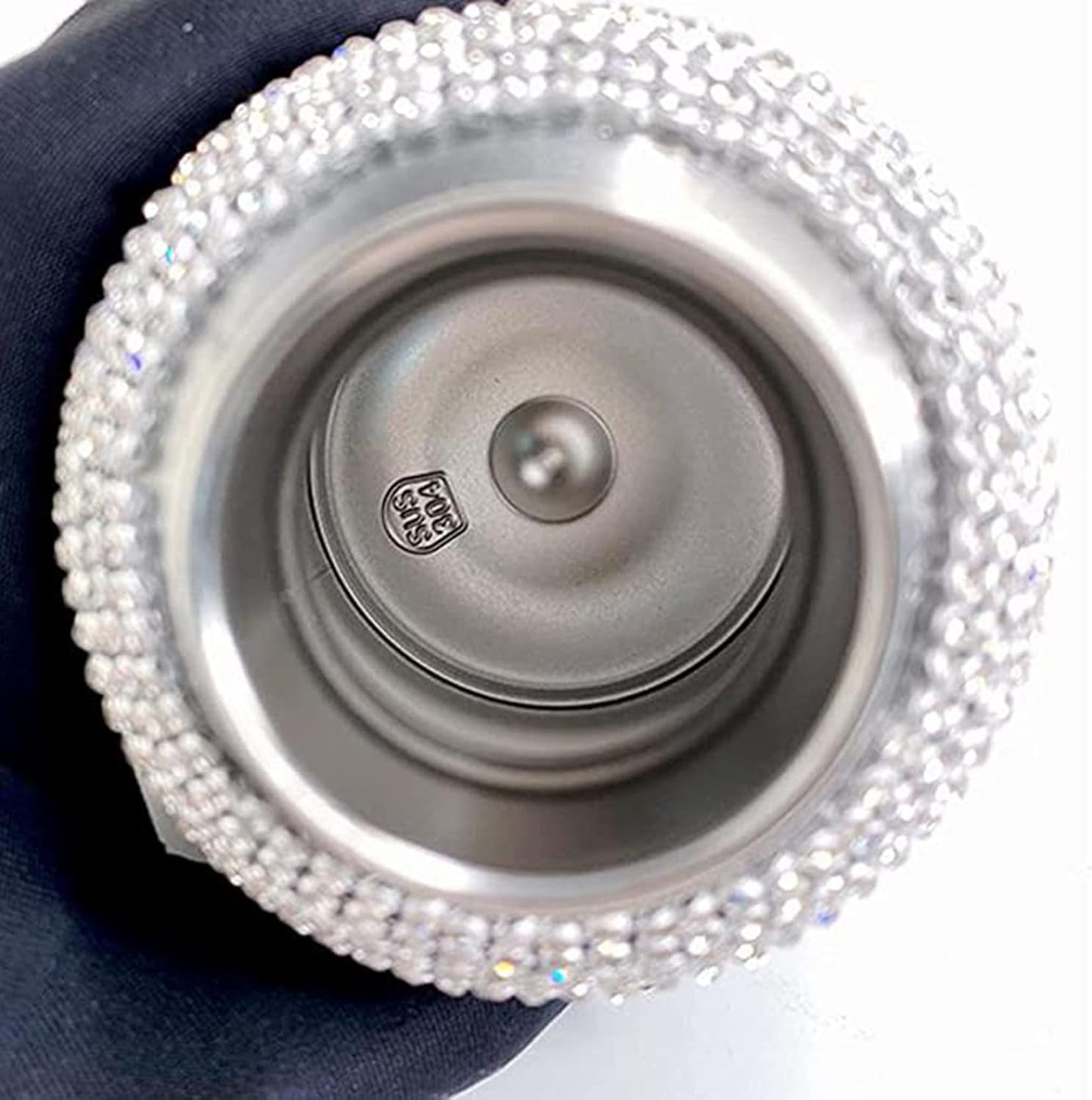 Water Bottle Rhinestone with Pearl Bracelet Chain Stainless Steel Bling Vacuum Flask Insulated Thermal Bottle Glitter Water Bottle for Women Christmas Birthday Gift,Silver No brand