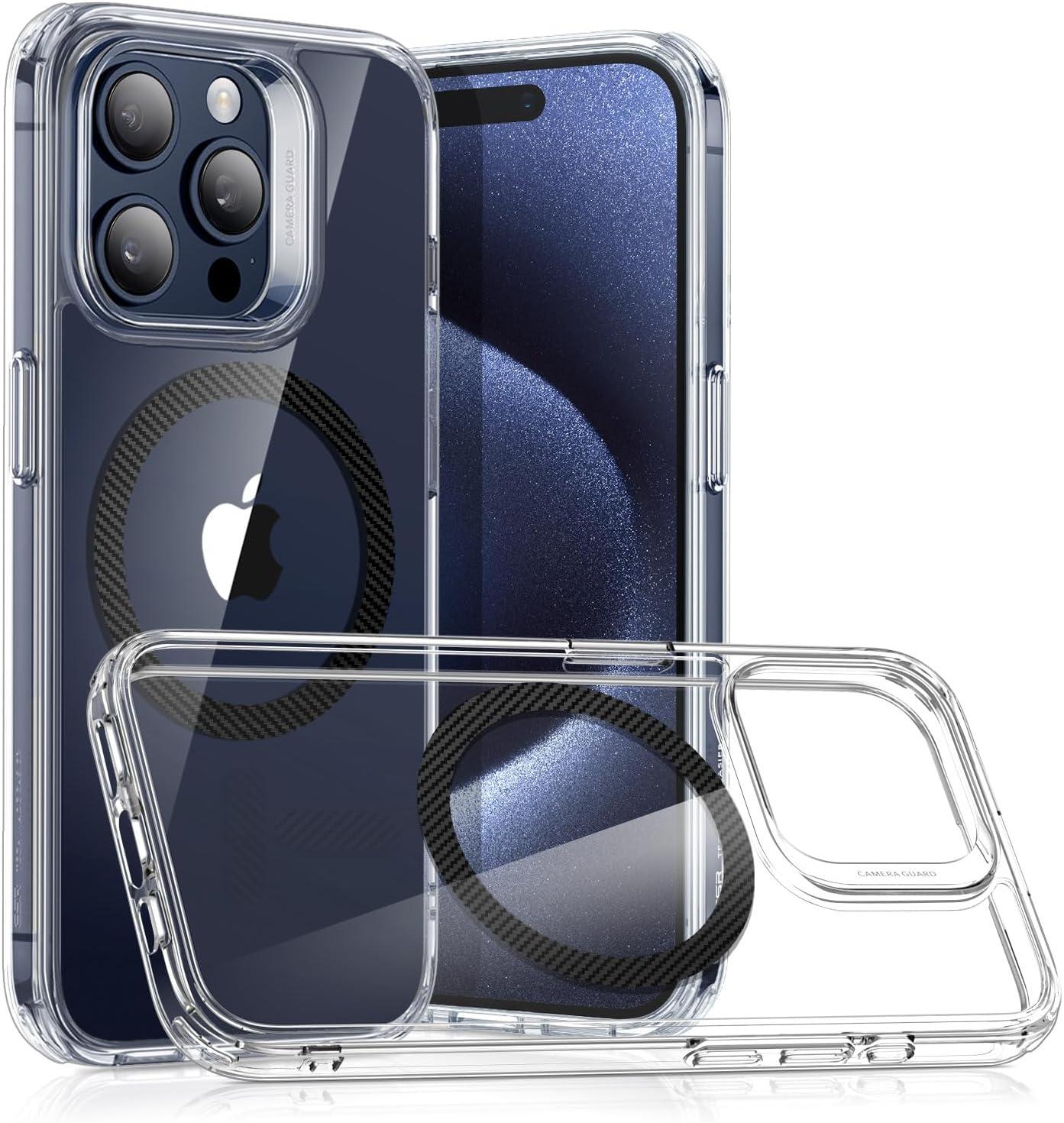 ESR iPhone 17 Pro Case Military-Grade Drop Protection Shock-Absorbing Air Guard Corners Camera Control Cover Magsafe Compatible Hybrid Series Clear Acrylic Magnetic Wireless Casing