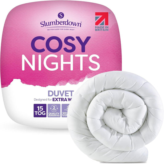 Slumberdown Cosy Nights 15 Tog King Size Duvet - Thick, Extra Warm & Snuggly King Quilt for Cold Winter Nights | Uk-Made, Soft-Touch, Non-Allergenic & Washable (225 X 220Cm)