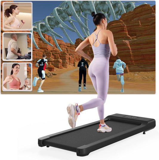 Lacuffy Raceable Walking Pad 2.5HP, under Desk Treadmill with APP Control, Max 136Kg 159Kg Walking Machine with Multi-Runner Races & Real-Time Interaction, Door to Door Delivery
