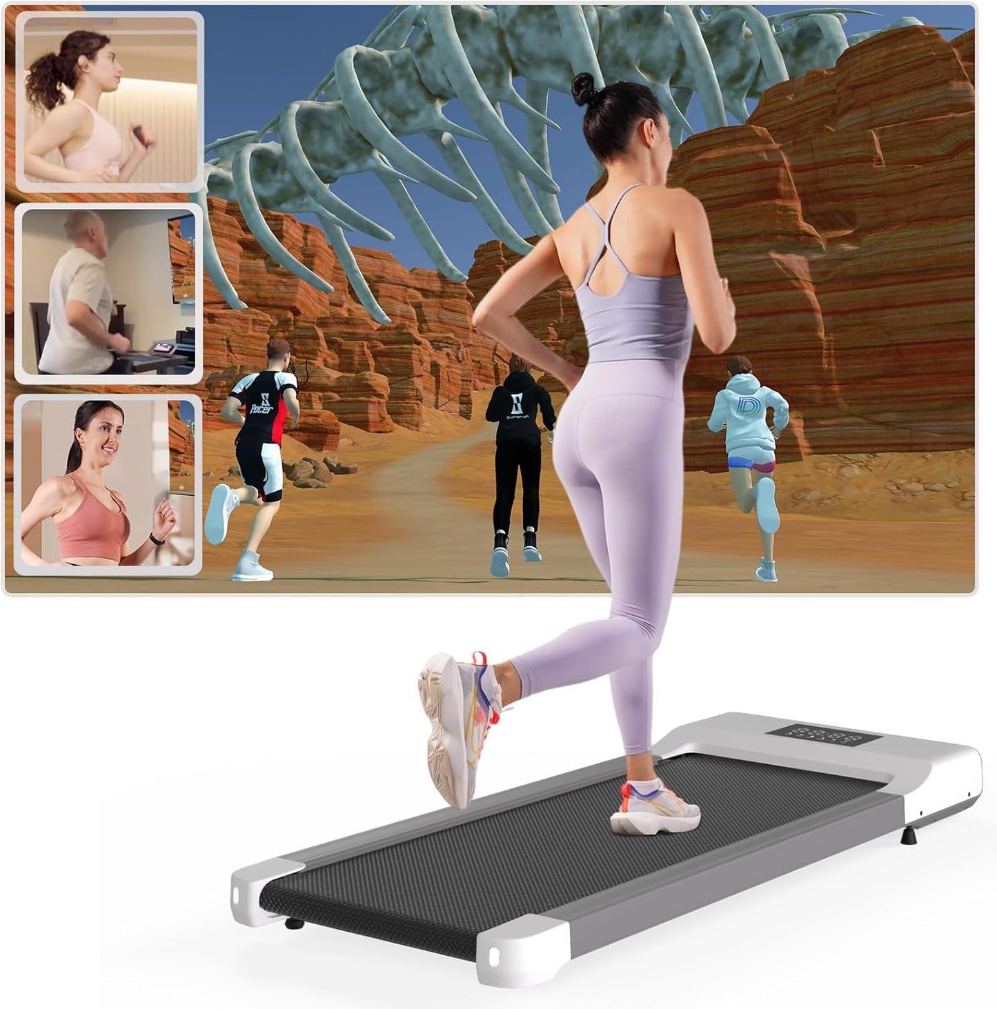 Lacuffy Raceable Walking Pad 2.5HP, under Desk Treadmill with APP Control, Max 136Kg 159Kg Walking Machine with Multi-Runner Races & Real-Time Interaction, Door to Door Delivery